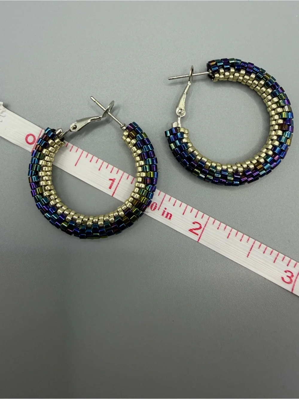 Twisted Beaded Navy Necklace with Matching Hoop Earrings